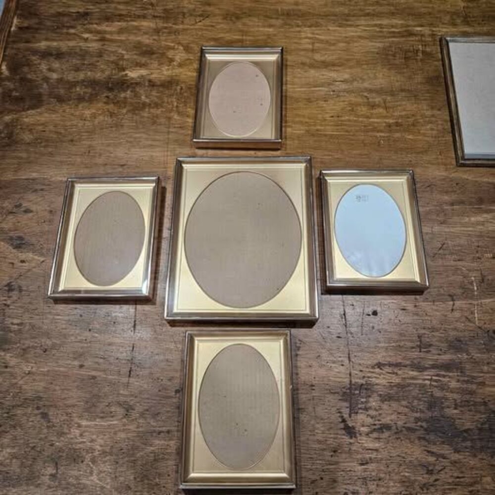 Set of 5 Vintage Intercraft Gold Oval Mat Picture Frames